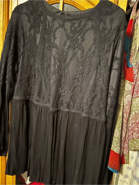 torrid Tops - Black Lace & Chiffon Long Sleeve Women's Dress torrid